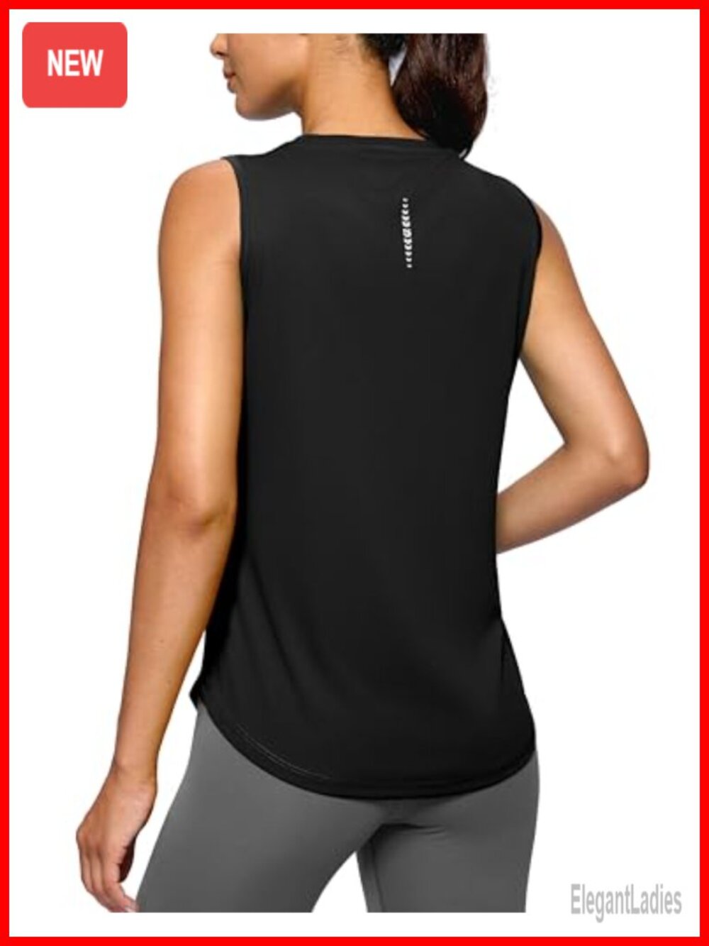 Sleeveless Workout Tank Top High Neck Curved Hem Athletic Shirt